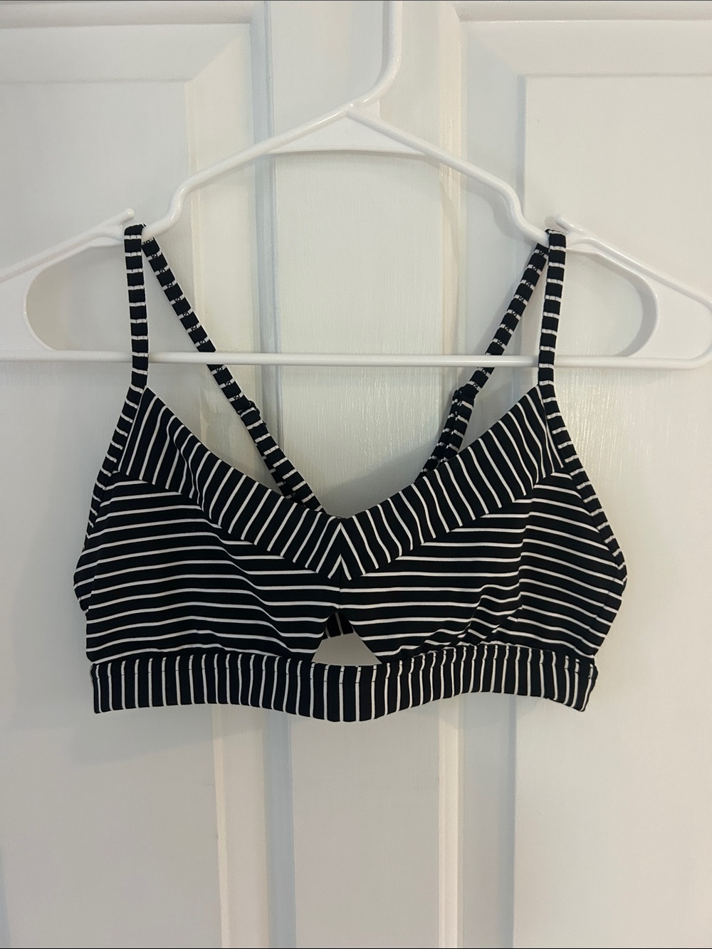 Lululemon Black & White Striped Sports Bra